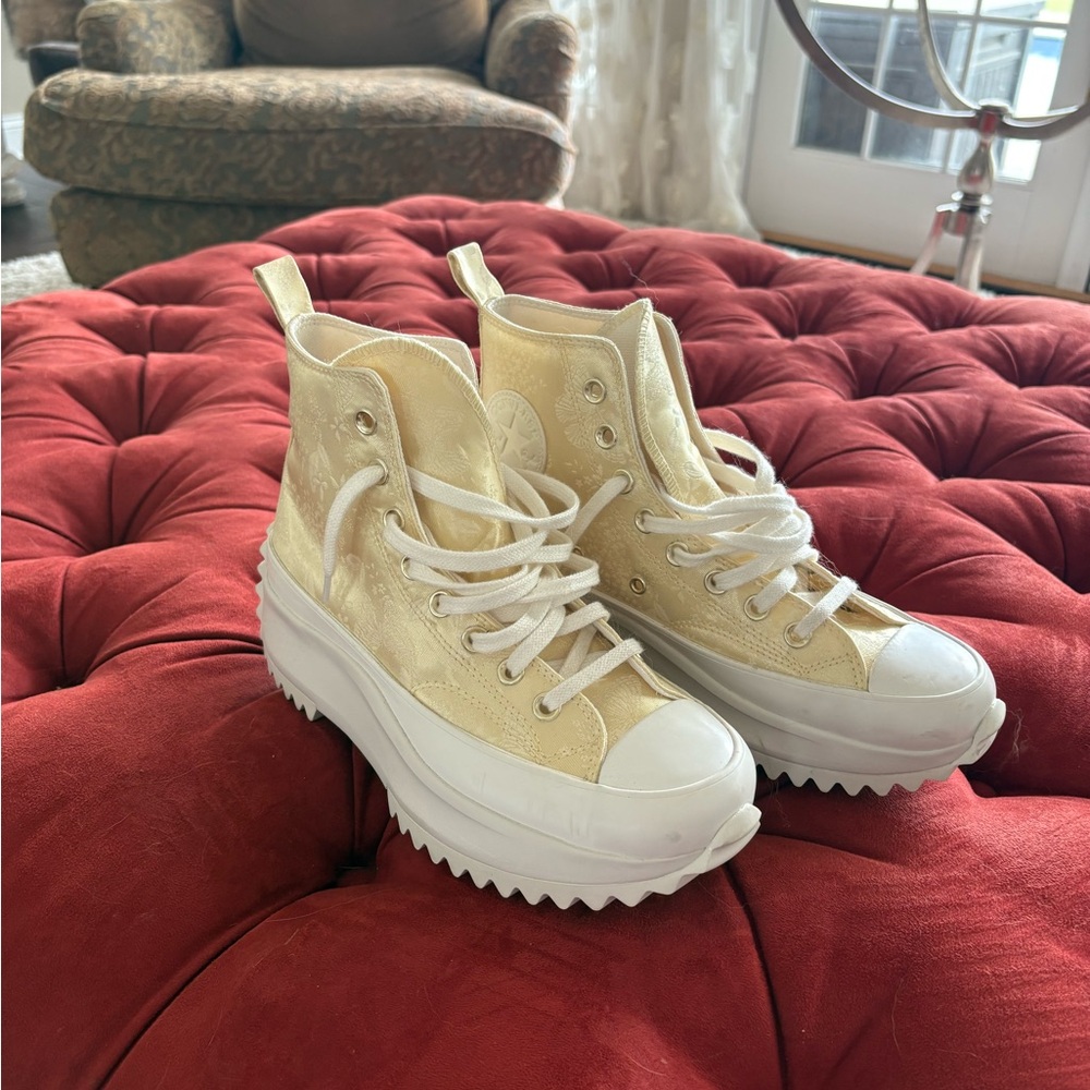 High-Top Cream Sneakers